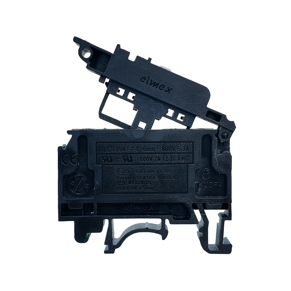 Bornera Portafusible KUDF4NV-Black, 4mm², Negro ,UL, Elmex